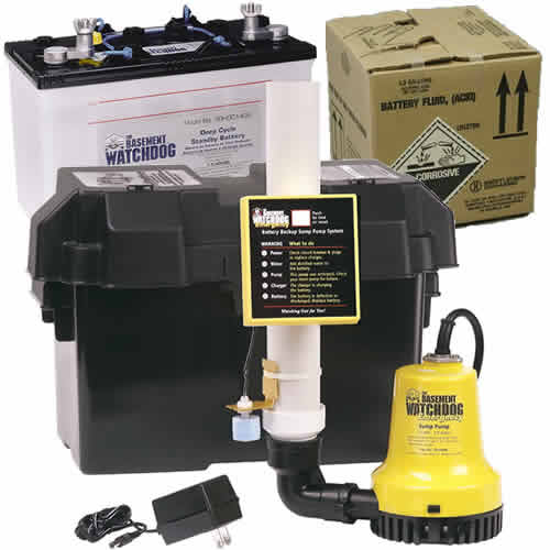 Basement Watchdog Emergency Backup Sump Pump (1000 GPH @ 10') & Battery