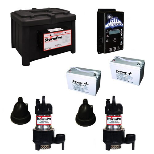 StormPro Maxx Deluxe Heavy Duty Battery Backup Sump Pump System w/ 2 Batteries