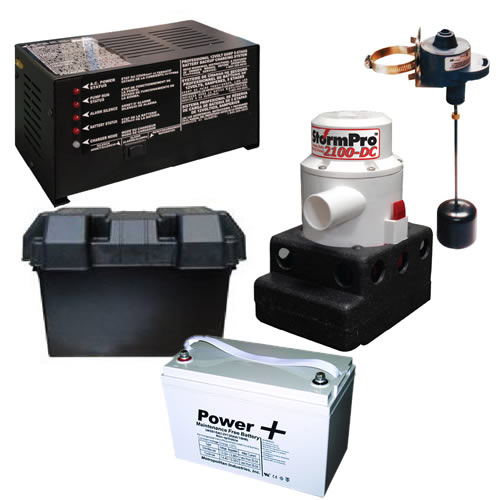 StormPro Battery Backup Sump Pump System (2100 GPH @ 10') & Battery