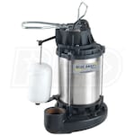 Blue Angel Pumps - 1/3 HP Stainless Steel / Cast Iron Submersible Sump Pump w/ Vertical Float Switch