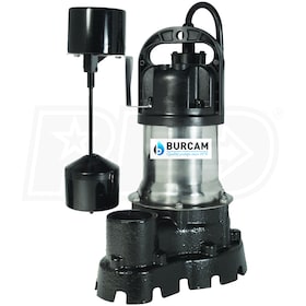 View Burcam Pumps 1/2 HP Heavy Duty Stainless Steel & Cast Iron Sump / Effluent Pump w/ Vertical Float Switch