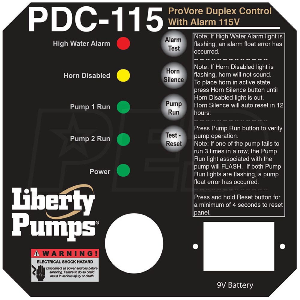 Liberty Pumps PDC115 Indoor Duplex Pump Control System 115V 12A Max