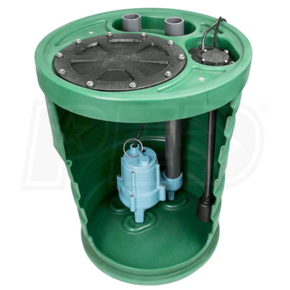 Little Giant 509685 9SP2V2D - Pit Plus® Sr. 4/10 HP Premium Simplex Sewage  System w/ ECM Switch 2-Inch Vent, 2-Inch Discharge