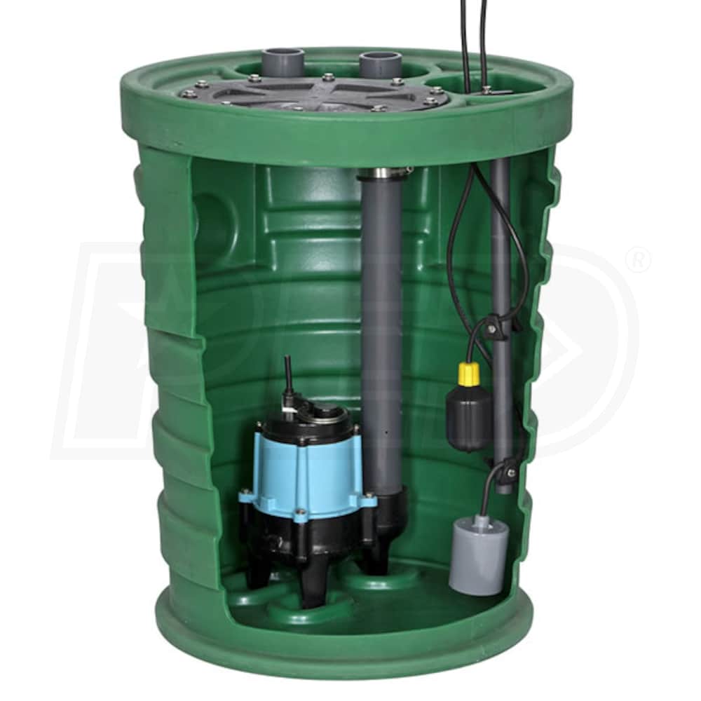 Little Giant 10SF2V2DA1 - Pit Plus® Sr. 1/2 HP Premium Simplex Sewage  System w/ Tether Float Switch & Indoor Alarm (2