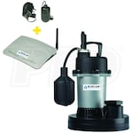 Burcam Pumps 300500ZSP - Wi-Fi Water Watcher 1/3 HP Cast Iron Submersible Sump Pump w/ Tether Float Switch