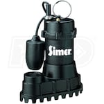 Simer 3994 - 1/2 HP Cast Iron Sump Pump w/ Tether Float Switch