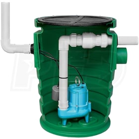 Little Giant WCR-9SS - 4/10 HP Cast Iron Pre-Packaged Water Collection Sewage Pump (9SC-CIA-RF) System w/ PB Tether Float (20" x 30" - Poly Basin/Steel Cover)