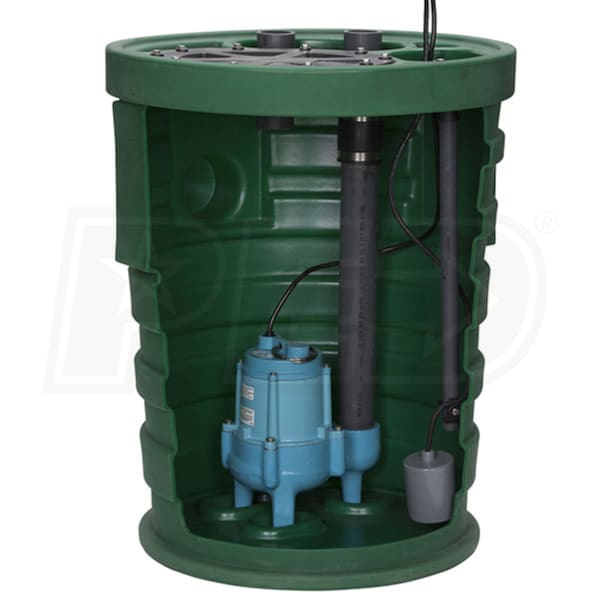 Little Giant 9JF2V2D - Pit Plus® Jr. 4/10 HP Premium Simplex Sewage System  w/ Tether Float Switch (2