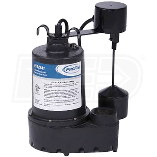 ProFlo PF92341 3/10 HP Cast Iron Submersible Sump Pump w/ Vertical