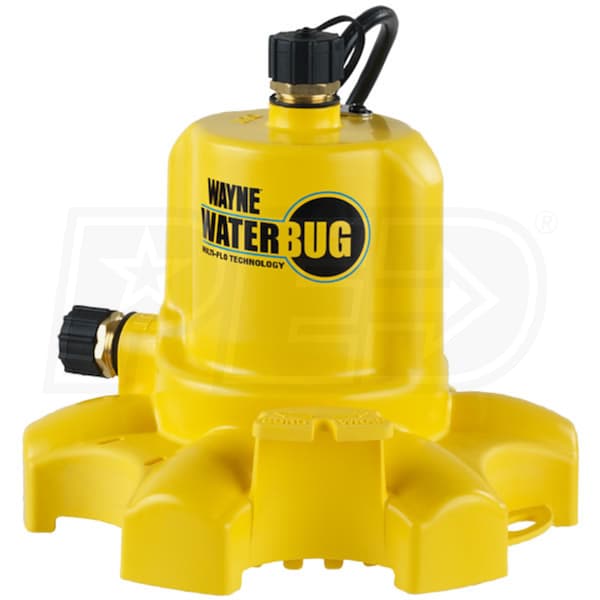 Wayne Waterbug 1/6 HP 1350 GPH Thermoplastic Switchless Switch Bottom AC Utility Pump Wwb